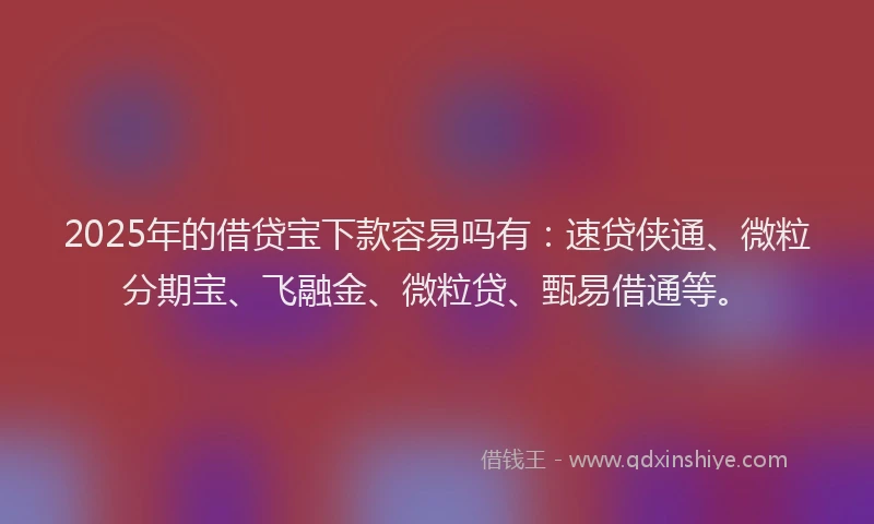 2025年的借贷宝下款容易吗有：速贷侠通、微粒分期宝、飞融金、微粒贷、甄易借通等。