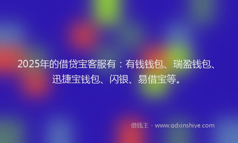 2025年的借贷宝客服有:有钱钱包、瑞盈钱包、迅捷宝钱包、闪银、易借宝等。