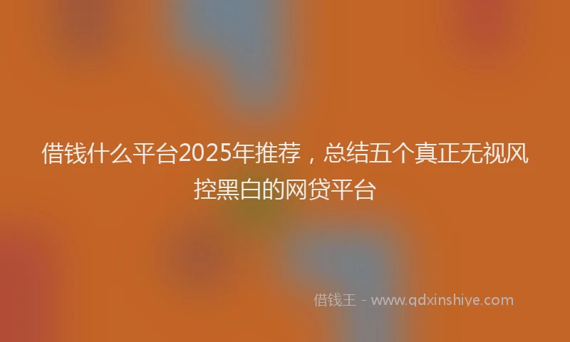 借钱什么平台2025年推荐，总结五个真正无视风控黑白的网贷平台