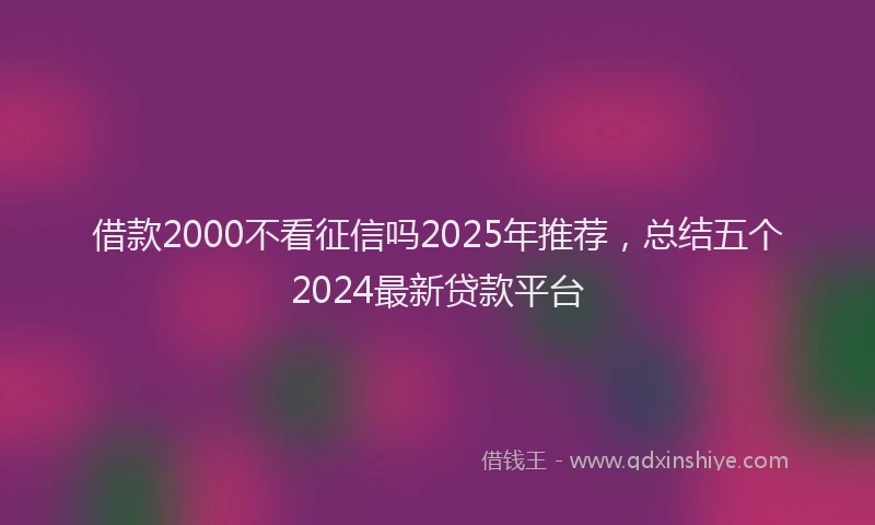 借款2000不看征信吗2025年推荐,总结五个2024最新贷款平台
