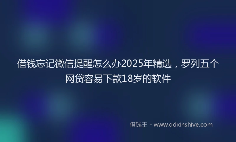 借钱忘记微信提醒怎么办2025年精选,罗列五个网贷容易下款18岁的软件