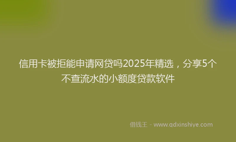 信用卡被拒能申请网贷吗2025年精选，分享5个不查流水的小额度贷款软件