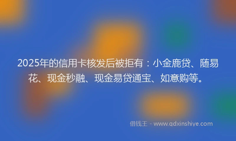 2025年的信用卡核发后被拒有：小金鹿贷、随易花、现金秒融、现金易贷通宝、如意购等。
