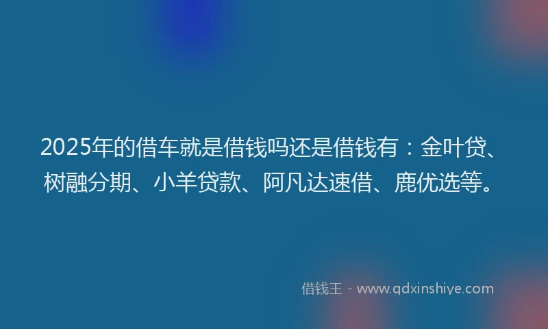 2025年的借车就是借钱吗还是借钱有:金叶贷、树融分期、小羊贷款、阿凡达速借、鹿优选等。