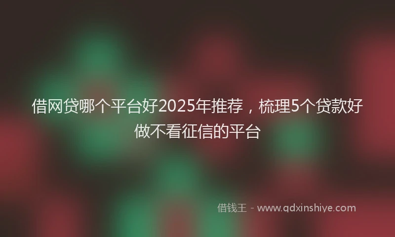 借网贷哪个平台好2025年推荐，梳理5个贷款好做不看征信的平台