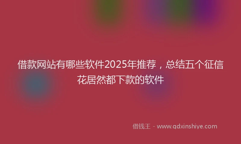 借款网站有哪些软件2025年推荐，总结五个征信花居然都下款的软件