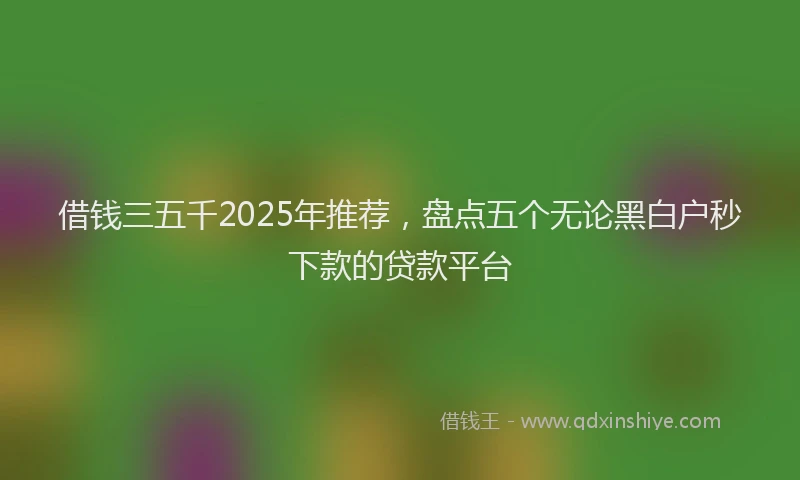 借钱三五千2025年推荐，盘点五个无论黑白户秒下款的贷款平台