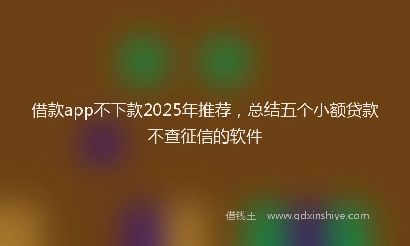 借款app不下款2025年推荐，总结五个小额贷款不查征信的软件