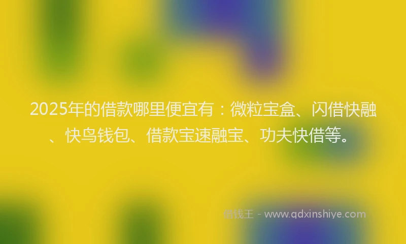 2025年的借款哪里便宜有：微粒宝盒、闪借快融、快鸟钱包、借款宝速融宝、功夫快借等。