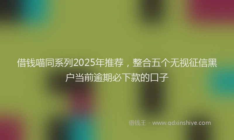 借钱喵同系列2025年推荐，整合五个无视征信黑户当前逾期必下款的口子