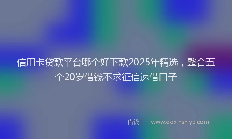 信用卡贷款平台哪个好下款2025年精选，整合五个20岁借钱不求征信速借口子