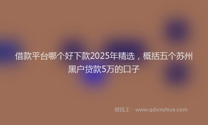 借款平台哪个好下款2025年精选，概括五个苏州黑户贷款5万的口子