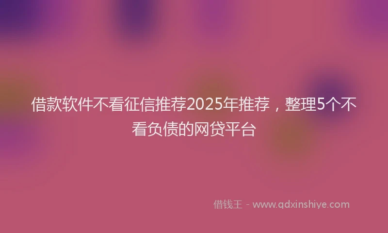 借款软件不看征信推荐2025年推荐，整理5个不看负债的网贷平台