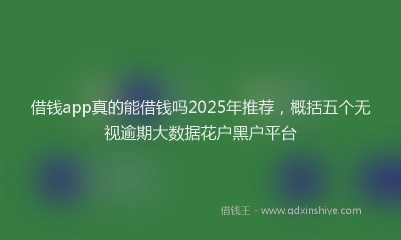 借钱app真的能借钱吗2025年推荐，概括五个无视逾期大数据花户黑户平台