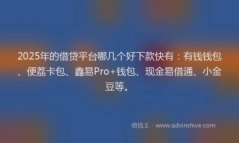 2025年的借贷平台哪几个好下款快有：有钱钱包、便荔卡包、鑫易Pro+钱包、现金易借通、小金豆等。
