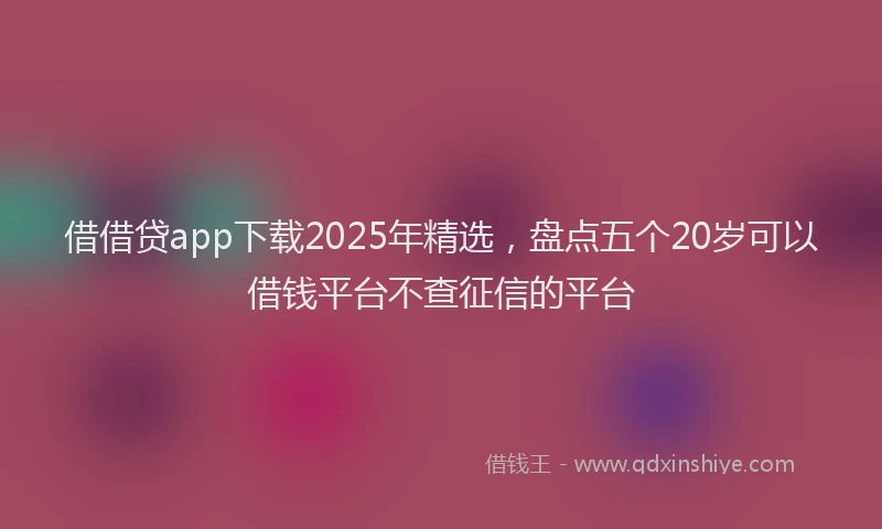 借借贷app下载2025年精选，盘点五个20岁可以借钱平台不查征信的平台