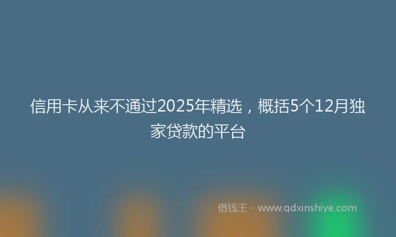 信用卡从来不通过2025年精选，概括5个12月独家贷款的平台