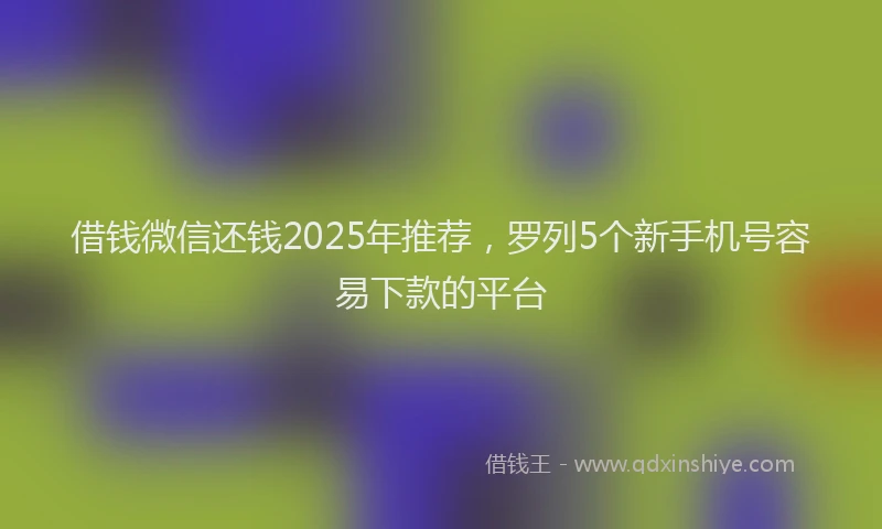 借钱微信还钱2025年推荐,罗列5个新手机号容易下款的平台
