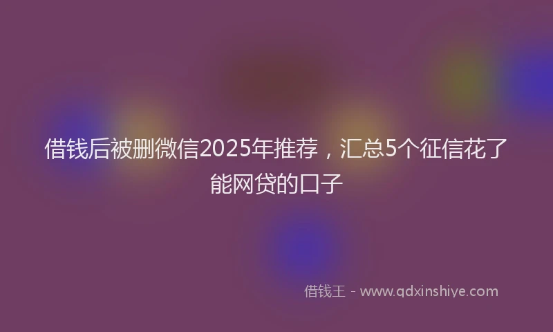 借钱后被删微信2025年推荐，汇总5个征信花了能网贷的口子
