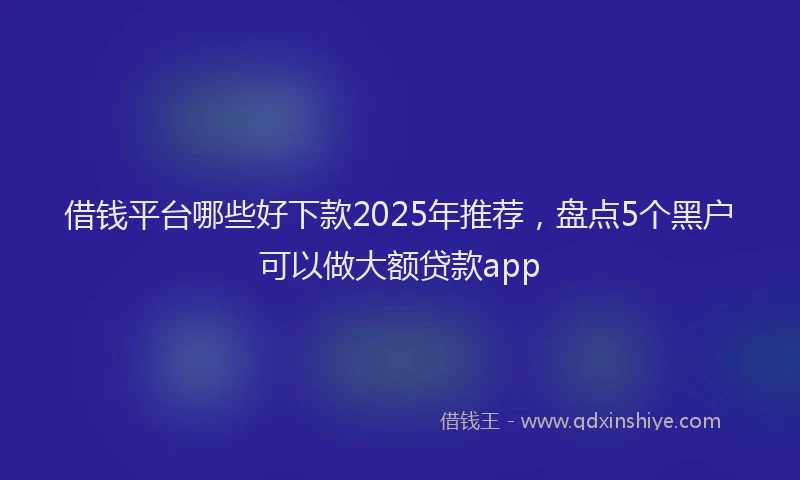 借钱平台哪些好下款2025年推荐，盘点5个黑户可以做大额贷款app