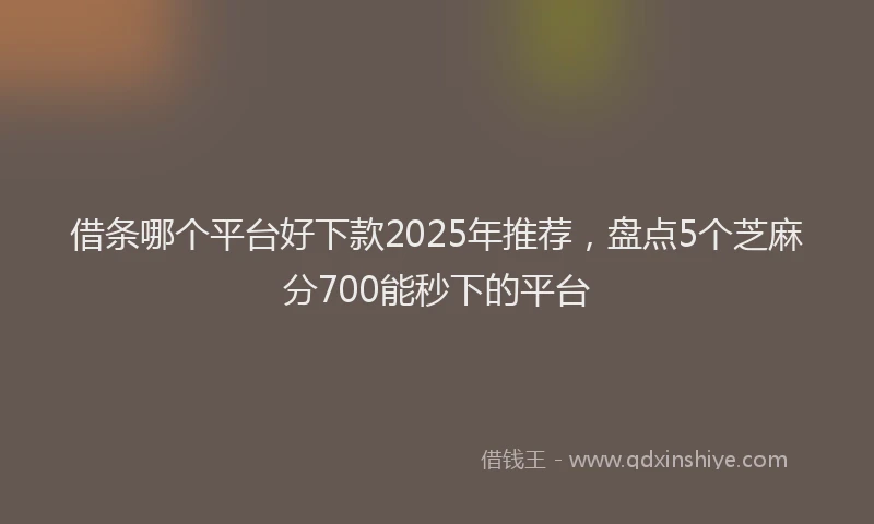 借条哪个平台好下款2025年推荐，盘点5个芝麻分700能秒下的平台