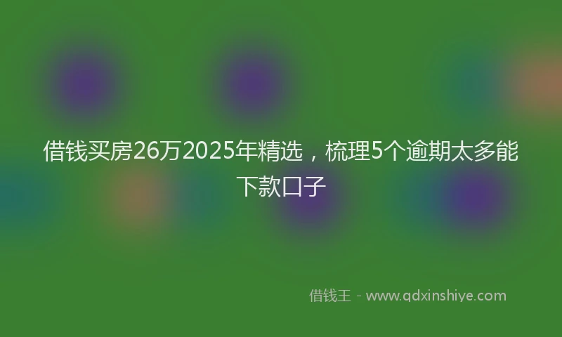 借钱买房26万2025年精选，梳理5个逾期太多能下款口子