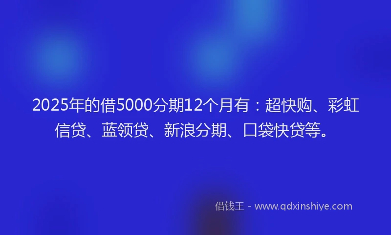 2025年的借5000分期12个月有：超快购、彩虹信贷、蓝领贷、新浪分期、口袋快贷等。