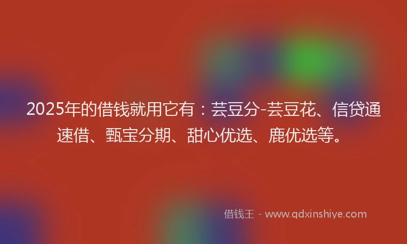 2025年的借钱就用它有：芸豆分-芸豆花、信贷通速借、甄宝分期、甜心优选、鹿优选等。
