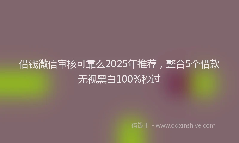 借钱微信审核可靠么2025年推荐，整合5个借款无视黑白100%秒过