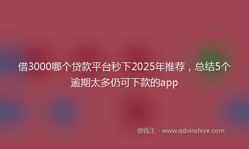借3000哪个贷款平台秒下2025年推荐，总结5个逾期太多仍可下款的app