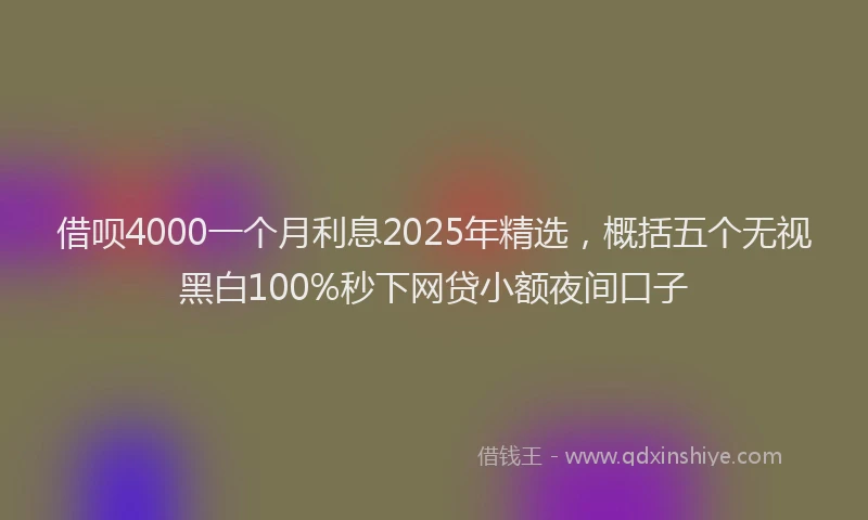 借呗4000一个月利息2025年精选，概括五个无视黑白100%秒下网贷小额夜间口子