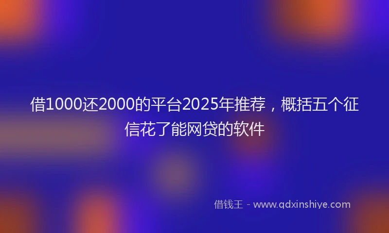 借1000还2000的平台2025年推荐，概括五个征信花了能网贷的软件