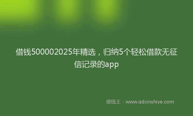 借钱500002025年精选，归纳5个轻松借款无征信记录的app