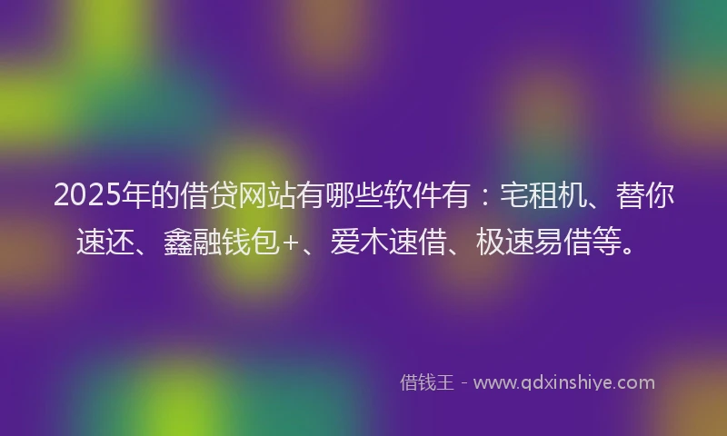 2025年的借贷网站有哪些软件有：宅租机、替你速还、鑫融钱包+、爱木速借、极速易借等。