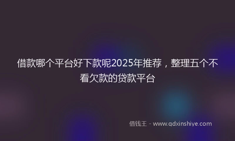 借款哪个平台好下款呢2025年推荐，整理五个不看欠款的贷款平台