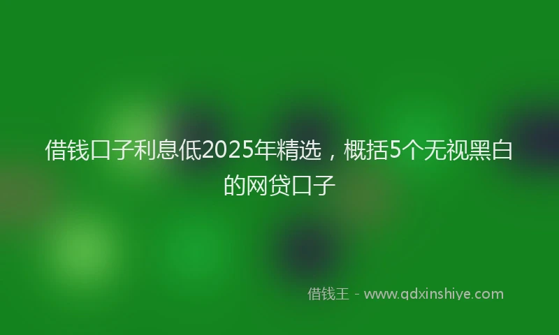 借钱口子利息低2025年精选，概括5个无视黑白的网贷口子