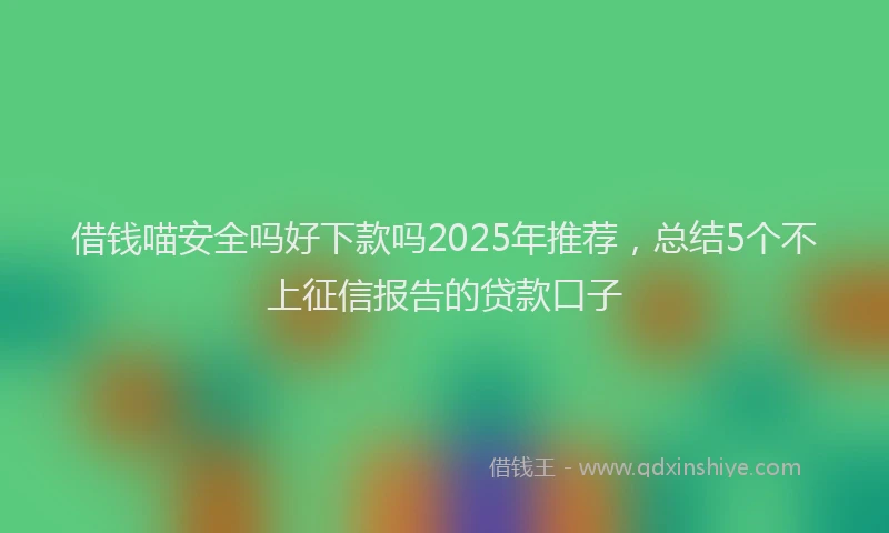 借钱喵安全吗好下款吗2025年推荐，总结5个不上征信报告的贷款口子