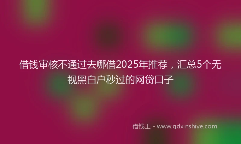 借钱审核不通过去哪借2025年推荐，汇总5个无视黑白户秒过的网贷口子