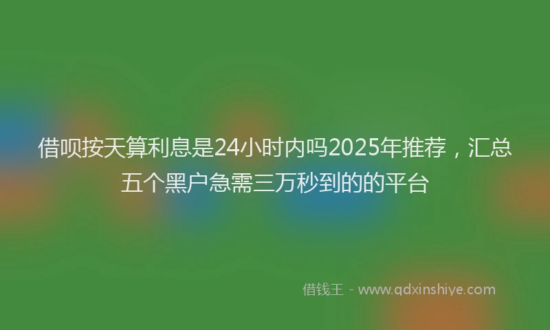 借呗按天算利息是24小时内吗2025年推荐，汇总五个黑户急需三万秒到的的平台