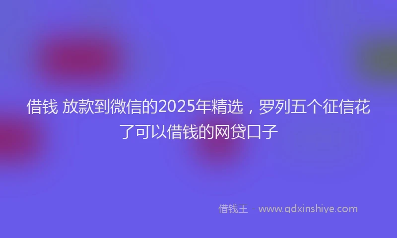 借钱 放款到微信的2025年精选，罗列五个征信花了可以借钱的网贷口子