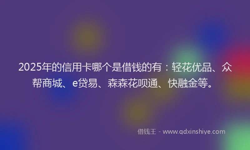 2025年的信用卡哪个是借钱的有：轻花优品、众帮商城、e贷易、森森花呗通、快融金等。