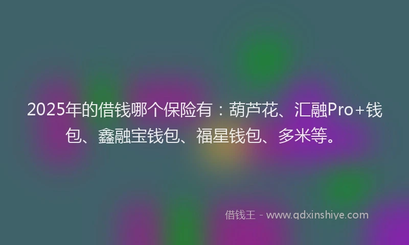 2025年的借钱哪个保险有：葫芦花、汇融Pro+钱包、鑫融宝钱包、福星钱包、多米等。