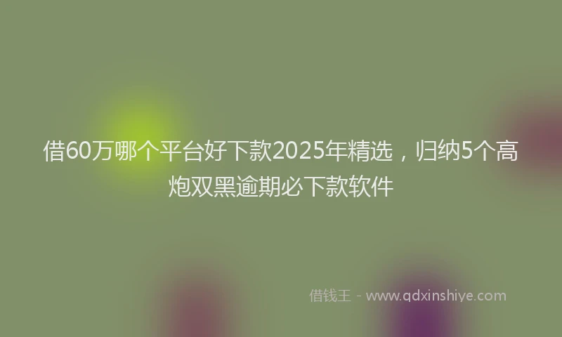 借60万哪个平台好下款2025年精选，归纳5个高炮双黑逾期必下款软件