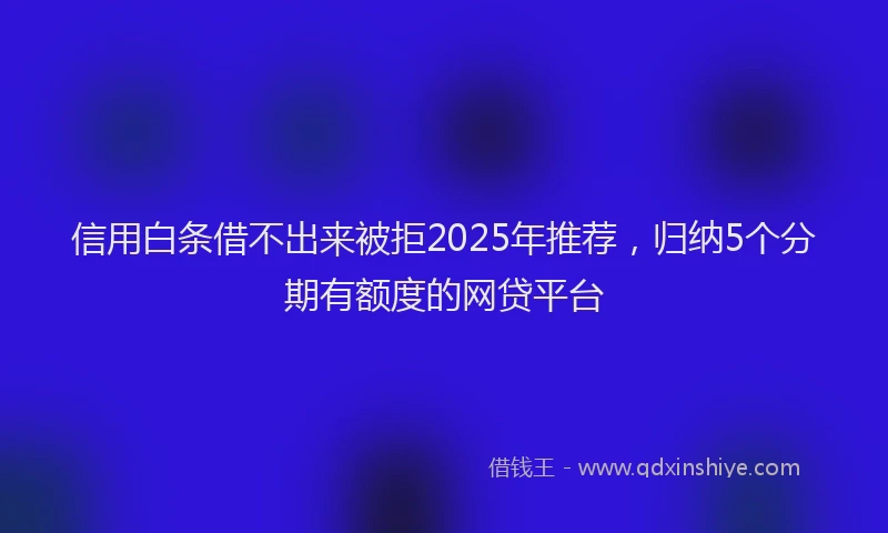 信用白条借不出来被拒2025年推荐，归纳5个分期有额度的网贷平台