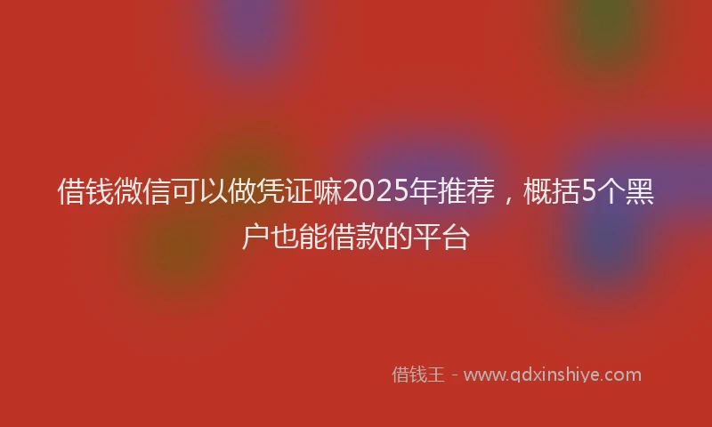 借钱微信可以做凭证嘛2025年推荐，概括5个黑户也能借款的平台