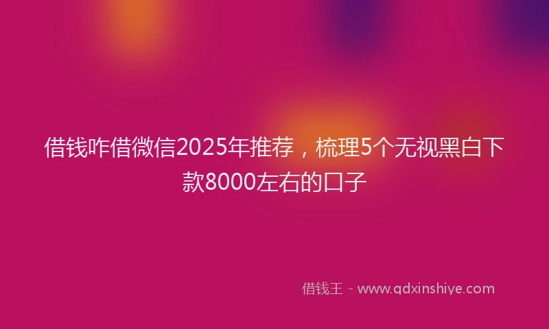 借钱咋借微信2025年推荐，梳理5个无视黑白下款8000左右的口子