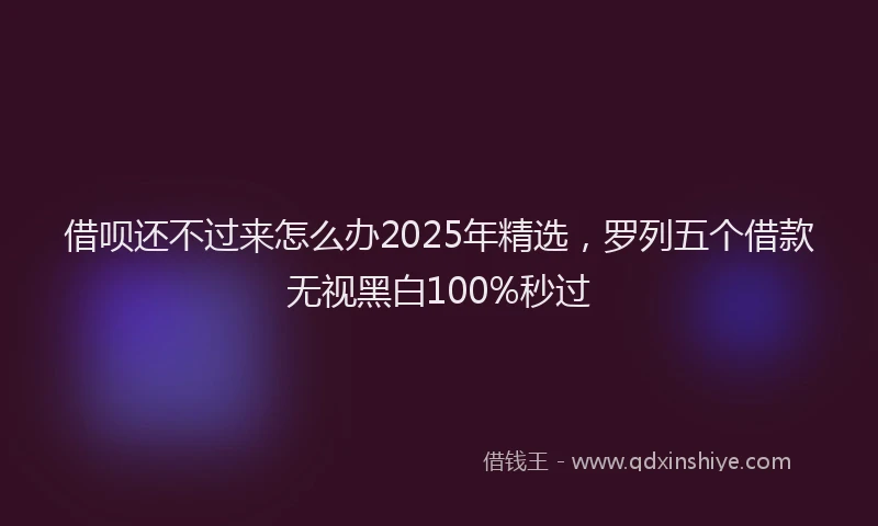 借呗还不过来怎么办2025年精选，罗列五个借款无视黑白100%秒过