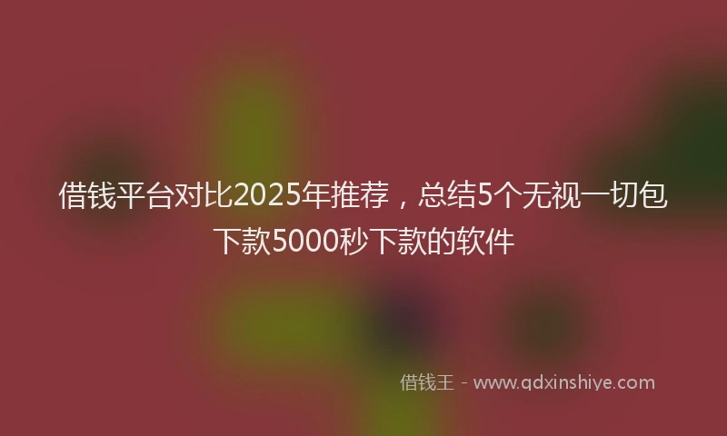 借钱平台对比2025年推荐，总结5个无视一切包下款5000秒下款的软件