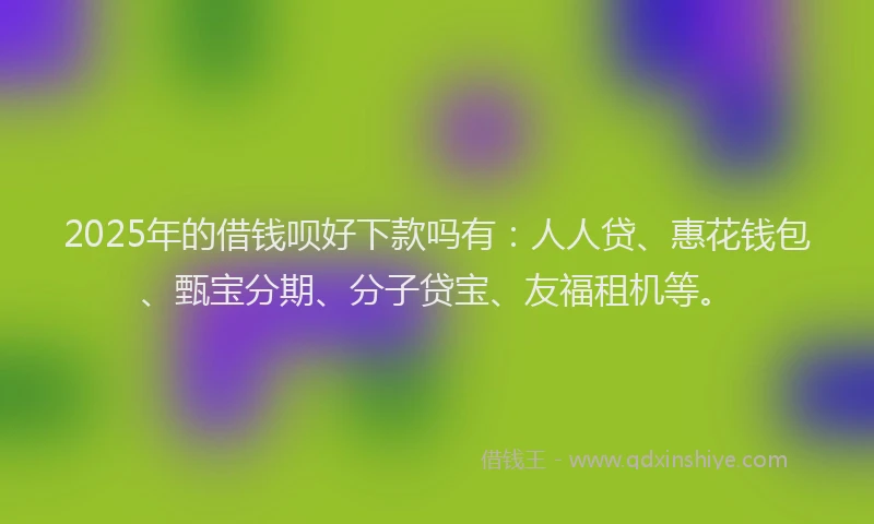 2025年的借钱呗好下款吗有：人人贷、惠花钱包、甄宝分期、分子贷宝、友福租机等。