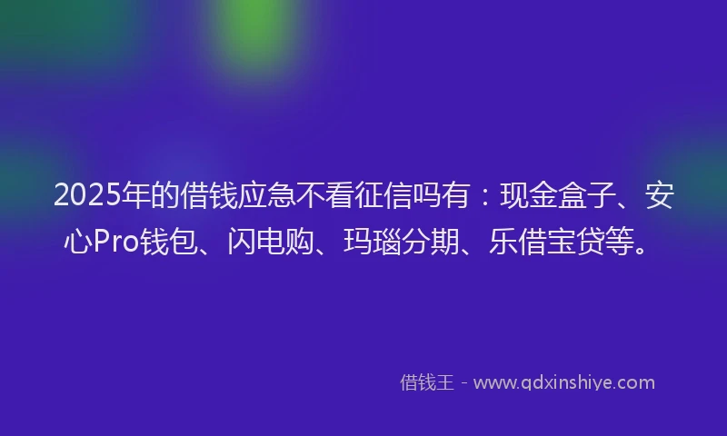 2025年的借钱应急不看征信吗有：现金盒子、安心Pro钱包、闪电购、玛瑙分期、乐借宝贷等。